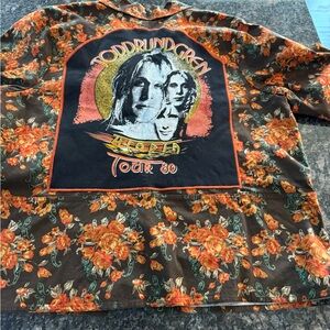 Vintage Todd Rundgren Cj Banks 1980 Utopia Tour Floral Button Down Jacket Shirt